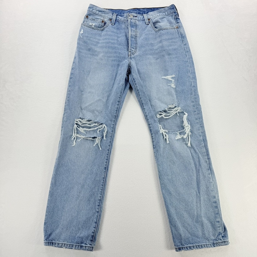 Levi's 501 90s Jeans Womens 31x32 Light Wash Straight Distressed Denim Pants